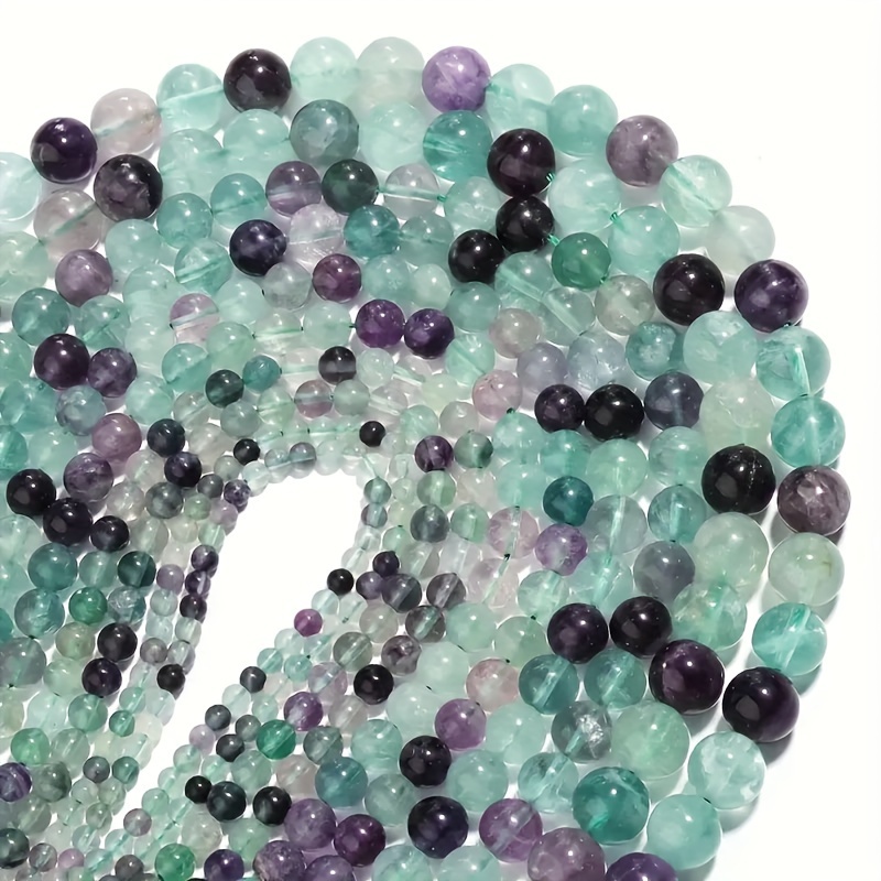 

Natural Fluorite Beads In Assorted Sizes 4mm-12mm - Round Loose Gemstones For Making, Ideal For Bracelets & Necklaces Crafting, Gift