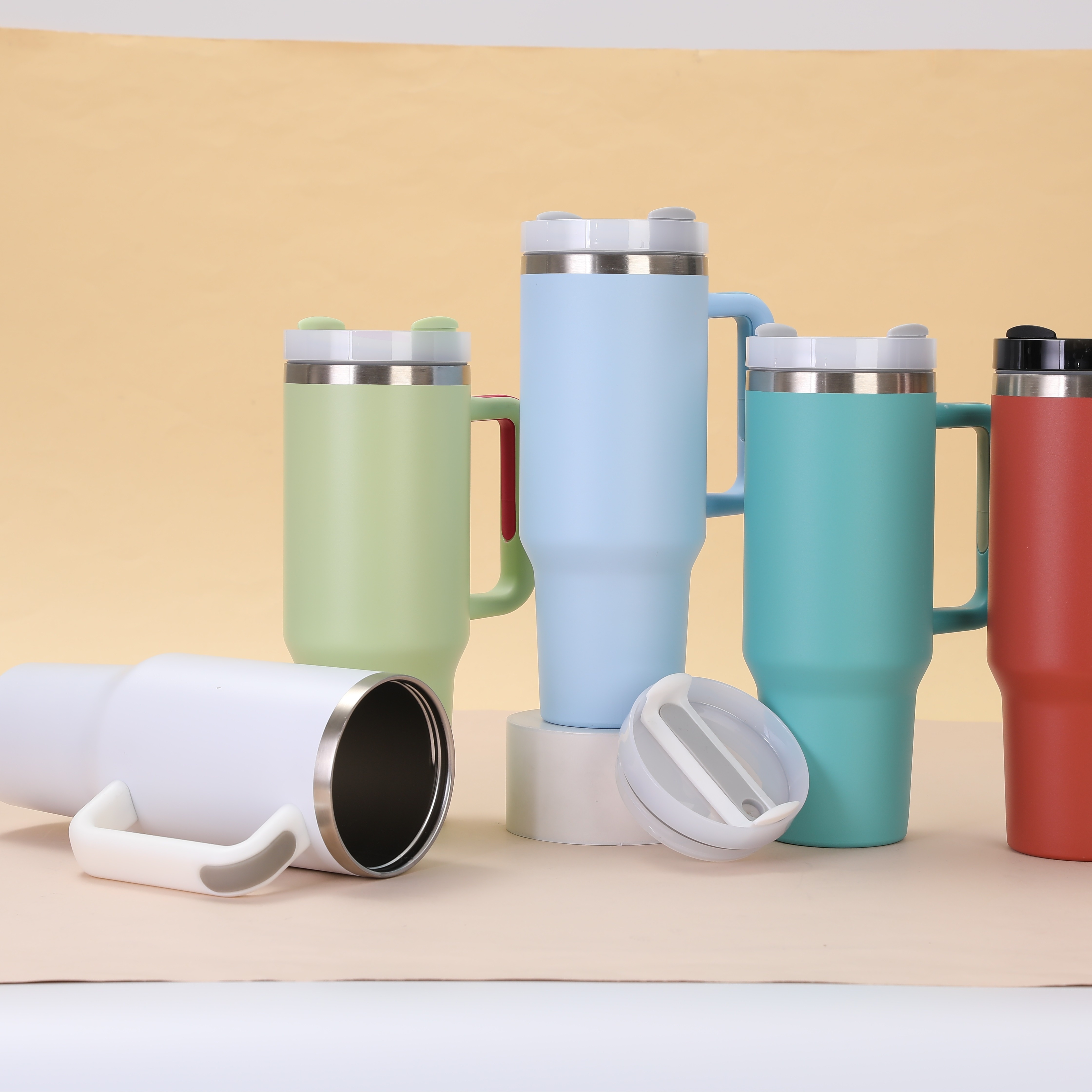 1pc insulated stainless steel tumbler with straw and handle durable reusable cup for hot cold drinks   car travel outdoor activities and gifts for holidays and birthdays travel drinkware modern tumbler insulated cup details 1