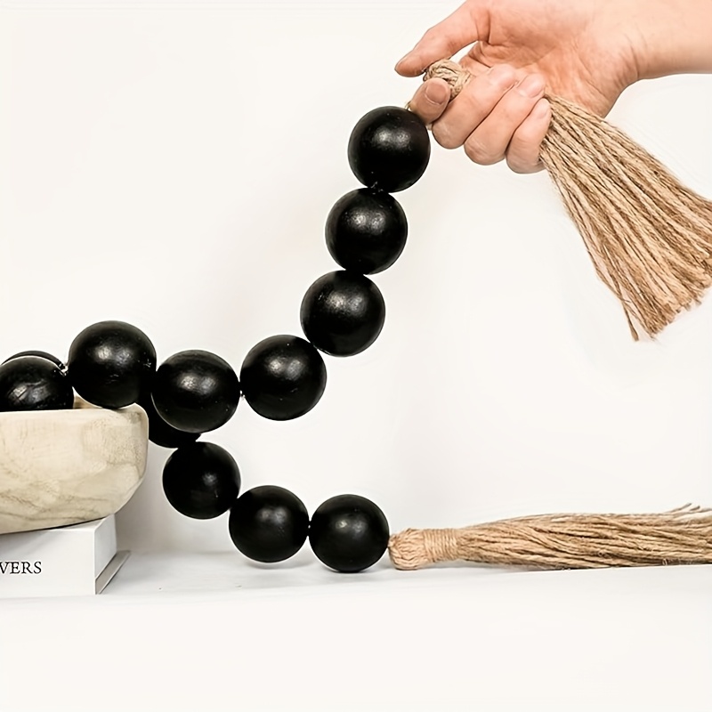 10pcs oversized wooden loose beads diameter 4  black white   oversized beads smooth light wooden spacer beads diy crafts diy decorative beads home decor farmhouse decor beads 0