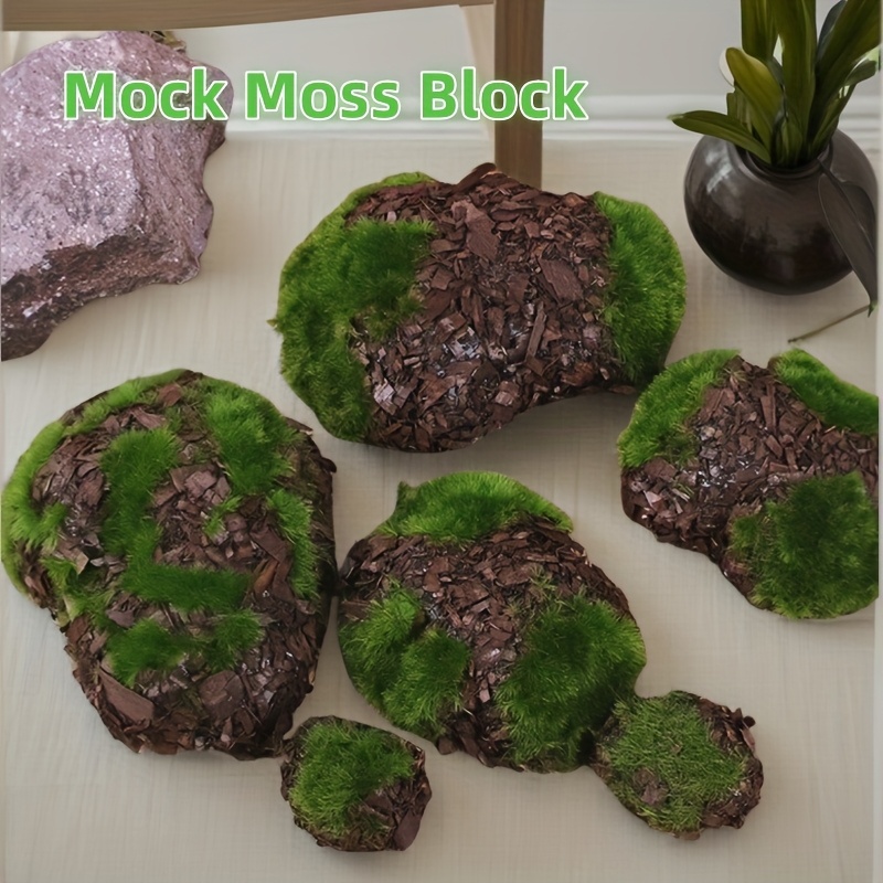 Image of Multi-shaped Moss Blocks, Simulated Green Plant Materials, Faux , Fake Moss Plant Wall Window Display Props