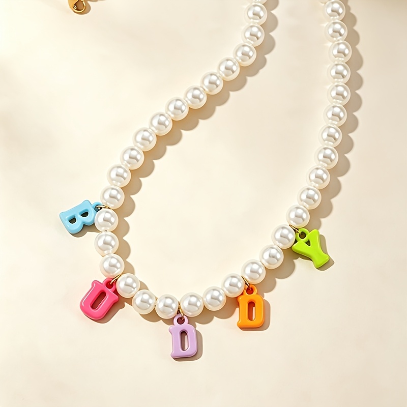 Custom Colorful Letter Bead Name Necklace, Unisex Gift