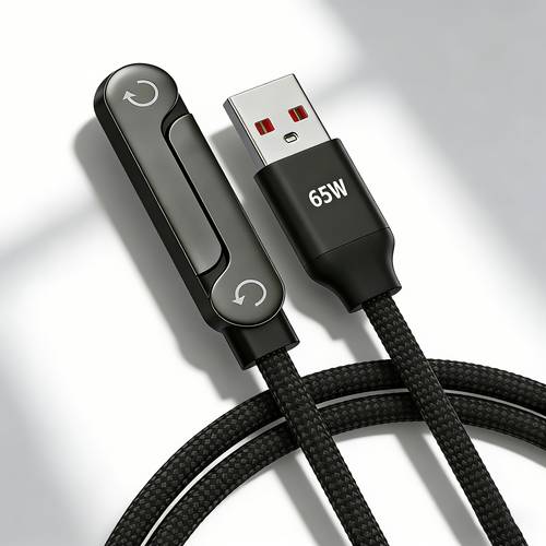 65w charging cable with stand super fast charging elbow durable braided cable suitable for mobile phone charging and data transmission supports fast charging for games and streaming