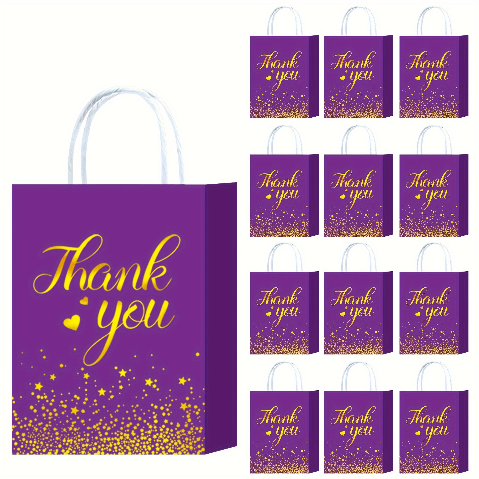 

12pcs Thank You Gift Bags With Handles - Premium Paper Tote Bags For Wedding, Bridal Shower, Birthday, Graduation, General Celebrations - Versatile Party Favors For Business, Shopping, Baby Showers