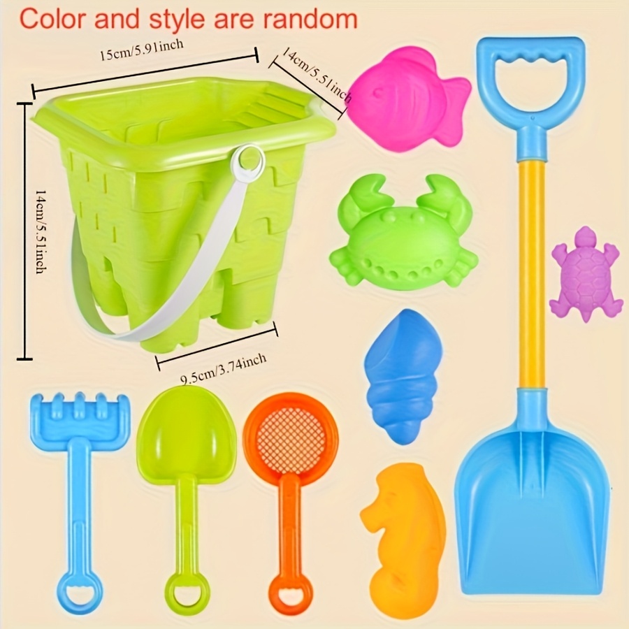 Set De Juguetes De Playa Con Cubo Plegable, Pala, Rastrillo Y Moldes – ABS Resistente Para Niños