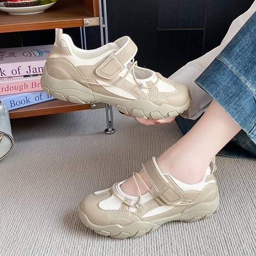 ladies casual sports shoes low top hook and loop fastener solid color fabric and synthetic upper rubber sole women shoes sneakers