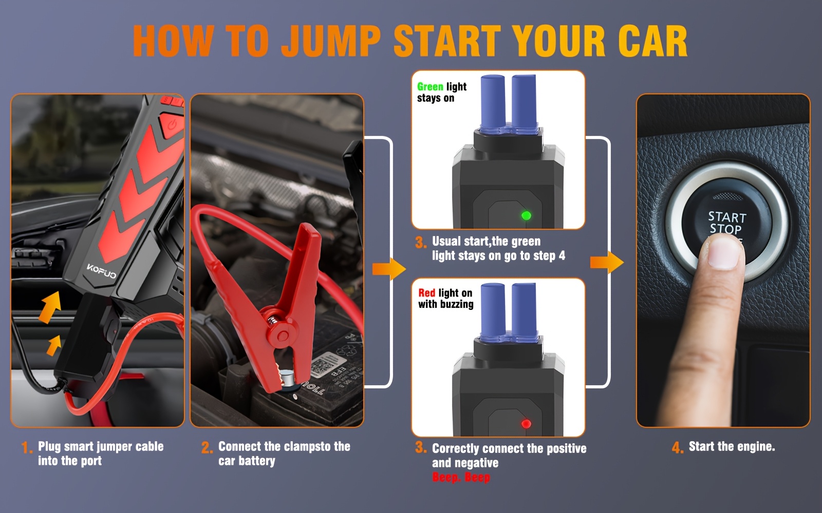     jump starter with   clamps &   -   9.0l/8.0 /  truck/suv/rv charger, 150psi cordless inflator, 3-mode led, 12v usb charger, 40°c  , portable &  , vehicle starting solution,   construction Product details 4