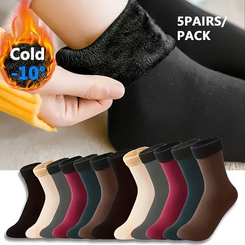 5 pack warm comfortable unisex solid color calf ski socks for winter