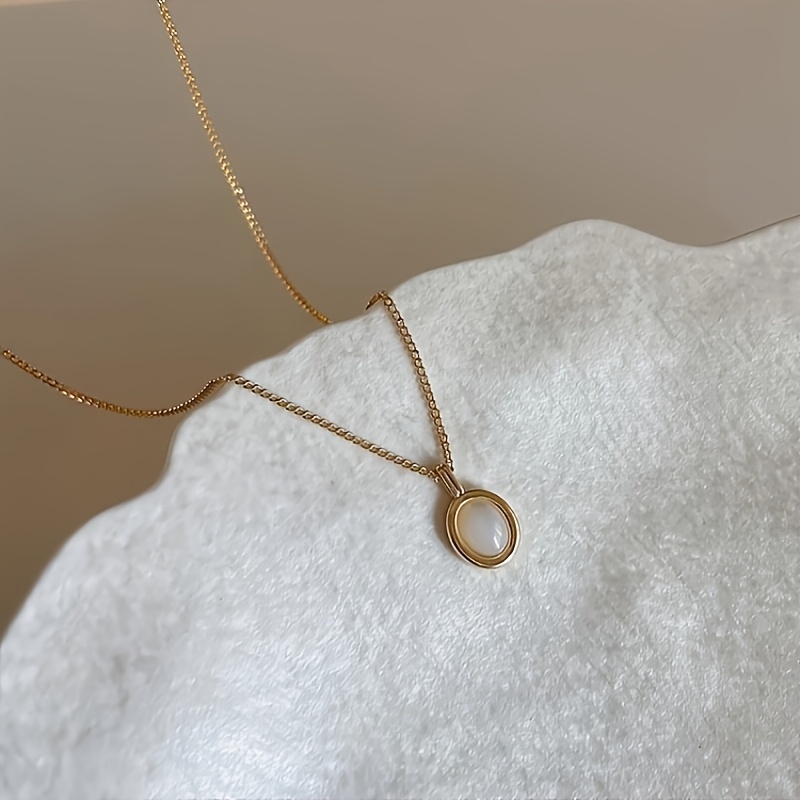 E-shop 1 Stück Modischer Eleganter Katzenaugen-Natursteinanhänger – Einzigartige Minimalistische Halskette für Frauen, Vielseitiger Alltagsschmuck
