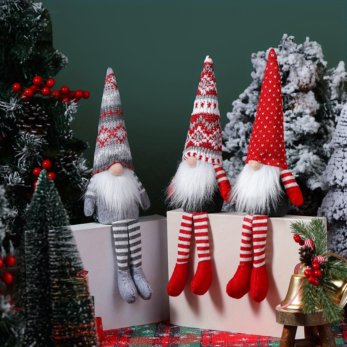 3pcs holiday christmas gnome doll decoration   style faceless elderly decoration   hanging at home and hotel christmas parties holiday decoration Product details 0