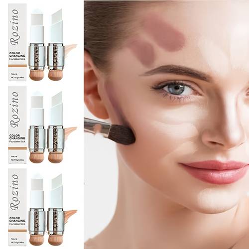 2 in 1 color changing foundation stick triangular color changing foundation stick medium to full coverage base makeup dual ended smooth texture easy application create and makeup look