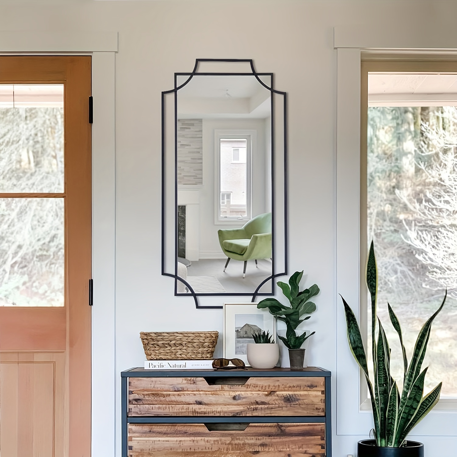 Espejo De Baño Blanco Arqueado, Espejo De Pared De Arco De 24 X 36 Pulgadas Con Marco De Madera, Espejo Moderno De Vidrio Templado Para Dormitorio, Entrada, Sala De Estar