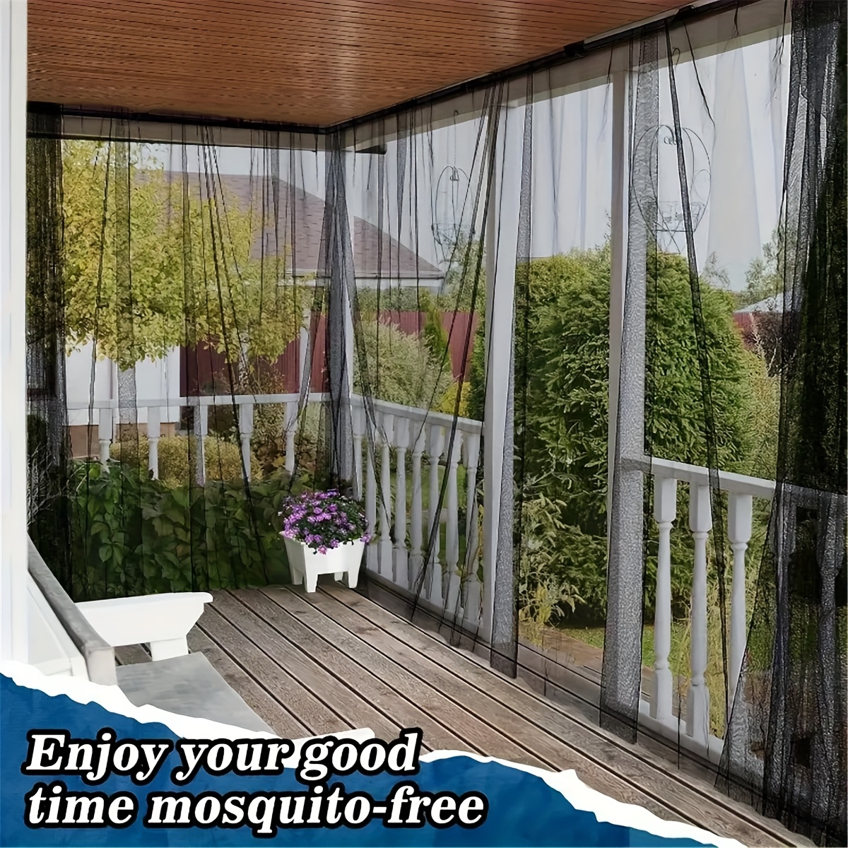1 Style Outdoor Sheer Curtain - Knitted Polyester Anti-mosquito Netting For Gazebo, Patio, Garden, , - Rod , Transparent, Breathable, Unlined - Decorative Weave 1pc