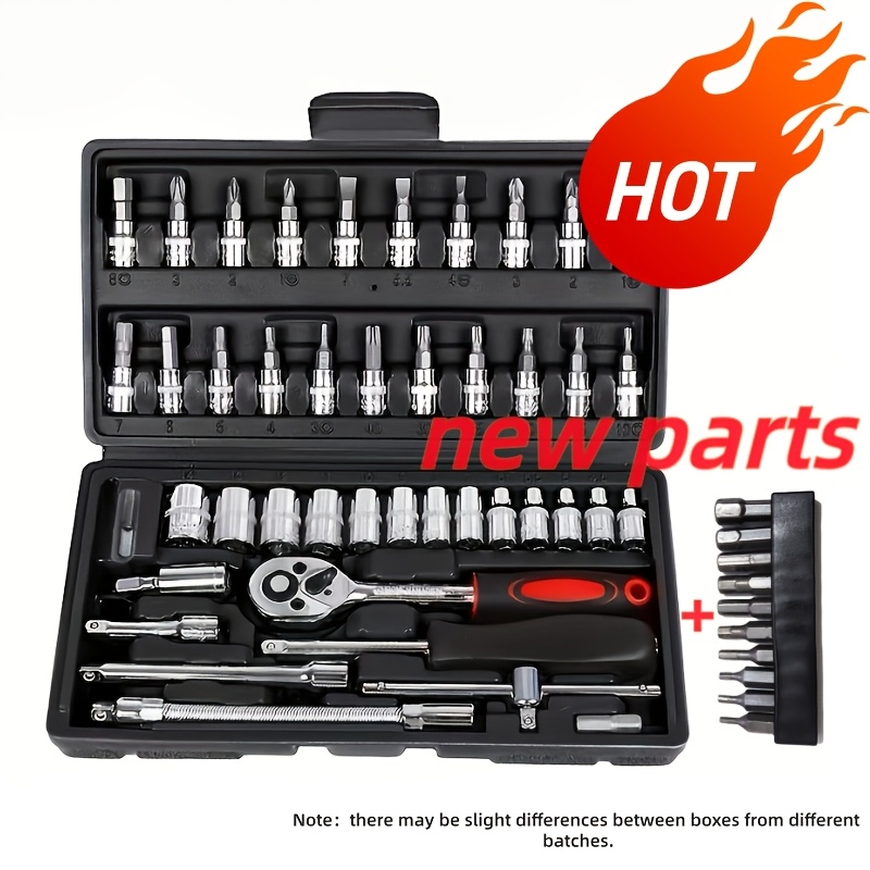 TEMU Kit d'outils de réparation automobile professionnel 54/209 pièces : Ensemble de clés à cliquet portables et durables - Convient pour automobile,