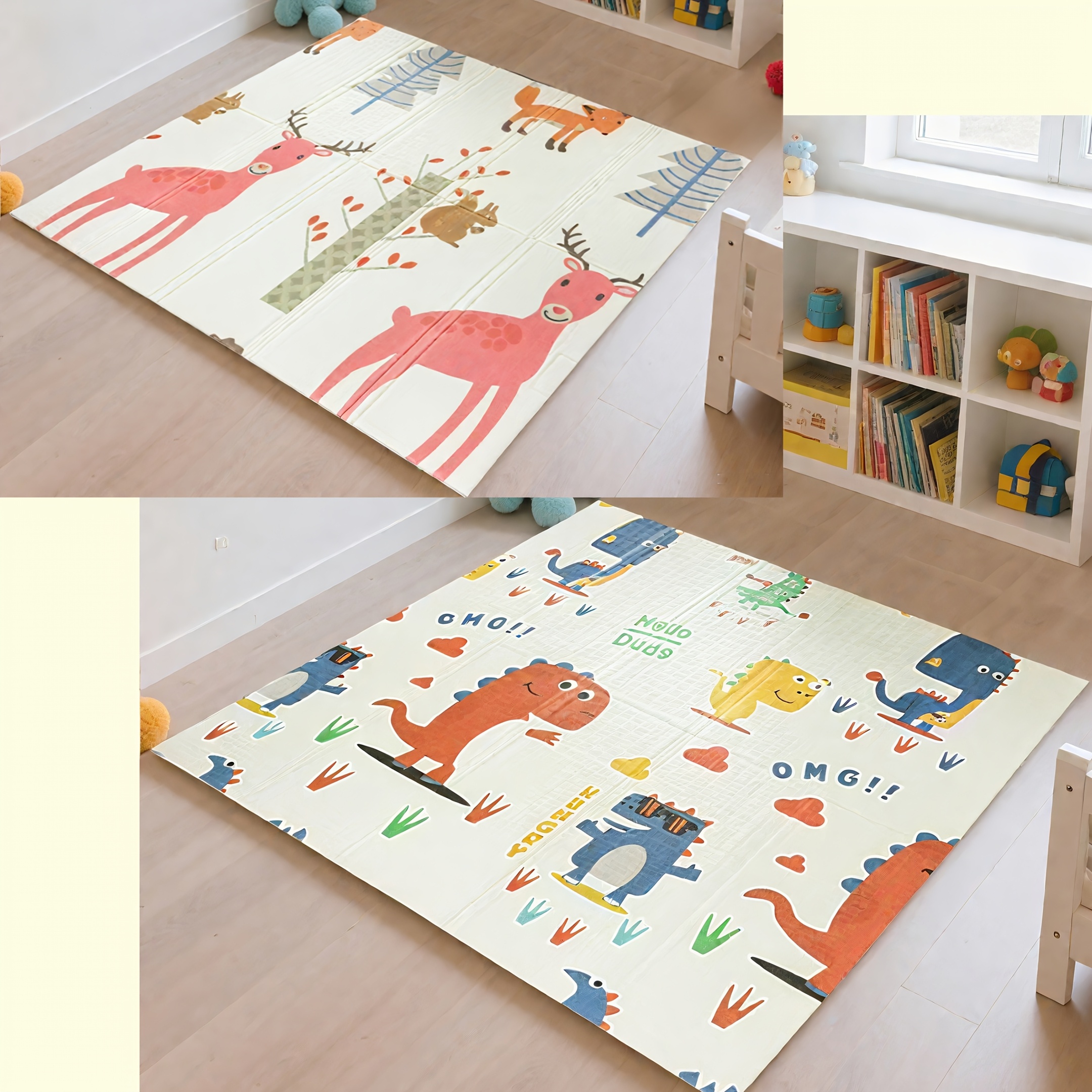 Thickened Baby Crawling Mat, Double-sided Cute Patterns Suitable For Infants And Children, Easy To Clean, Essential For Room Crawling And Play