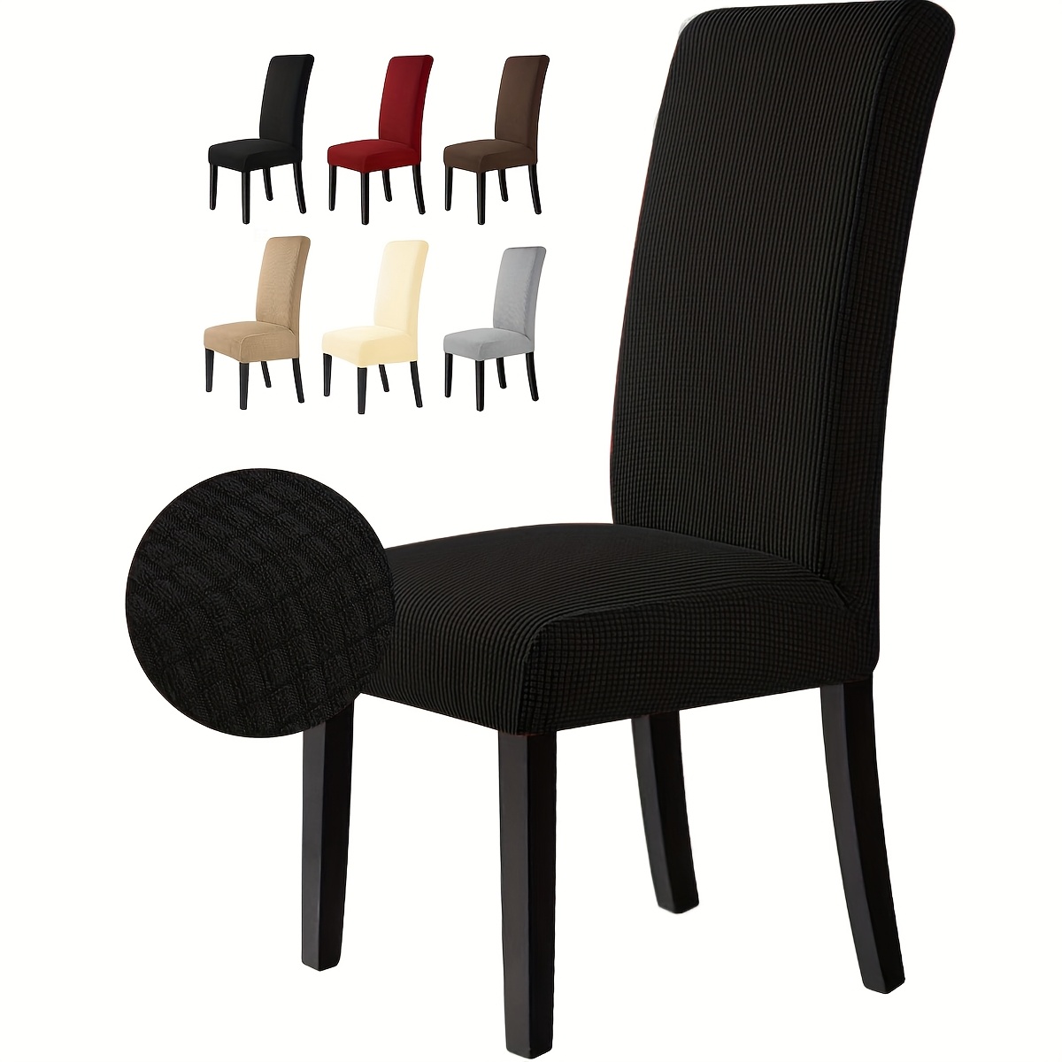 TEMU 4/6pcs Of Teak Wood Chair Cover, Full Coverage Non-permeable Dining Chair Cover, Anti-slip Elastic Kitchen Dining Chair, Banquet Chair Cover,