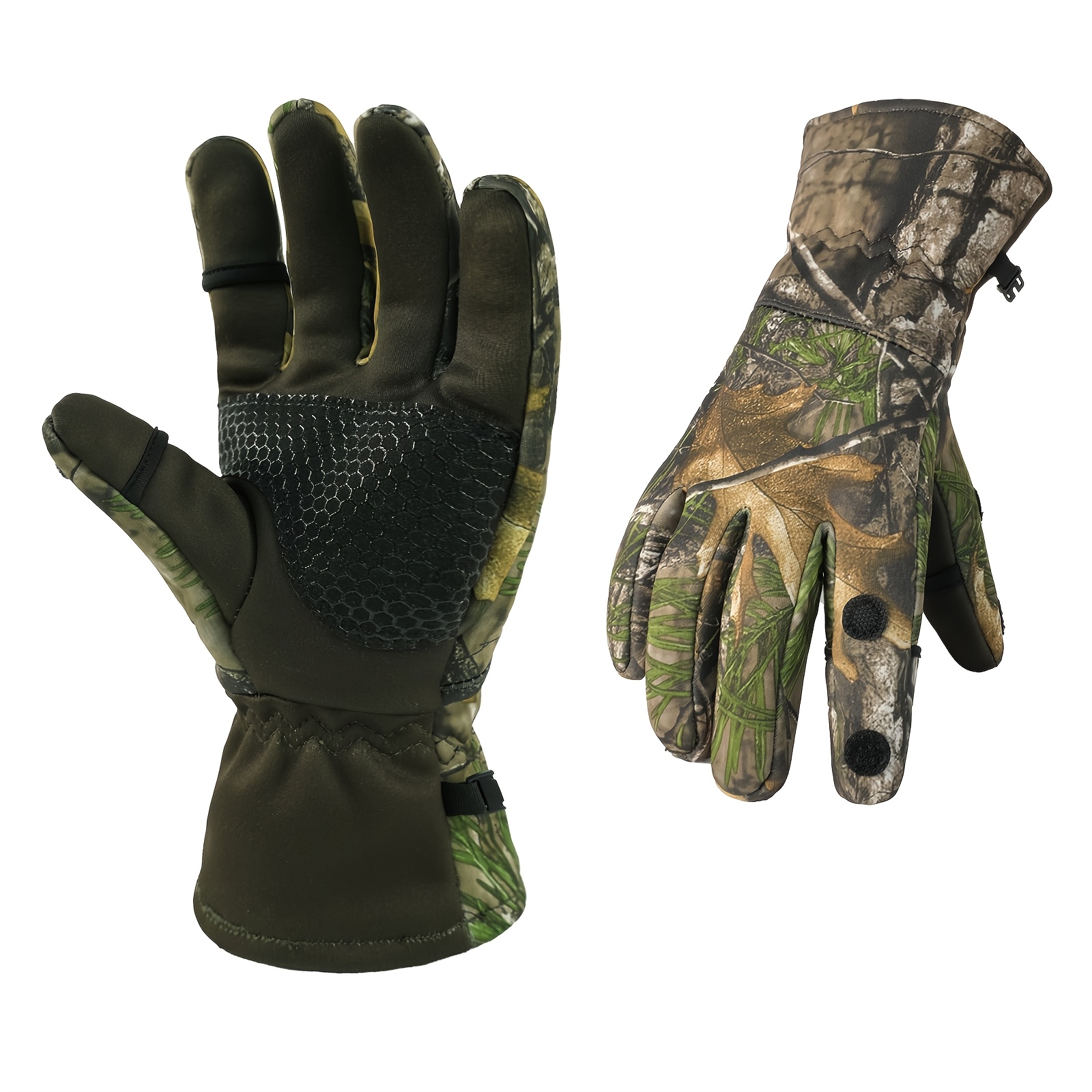 Image of 2pcs Outdoor Camouflage Gloves Full Finger, Fishing Cycling Outdoor, Winter Warm Suitable For Cold Weather Activities