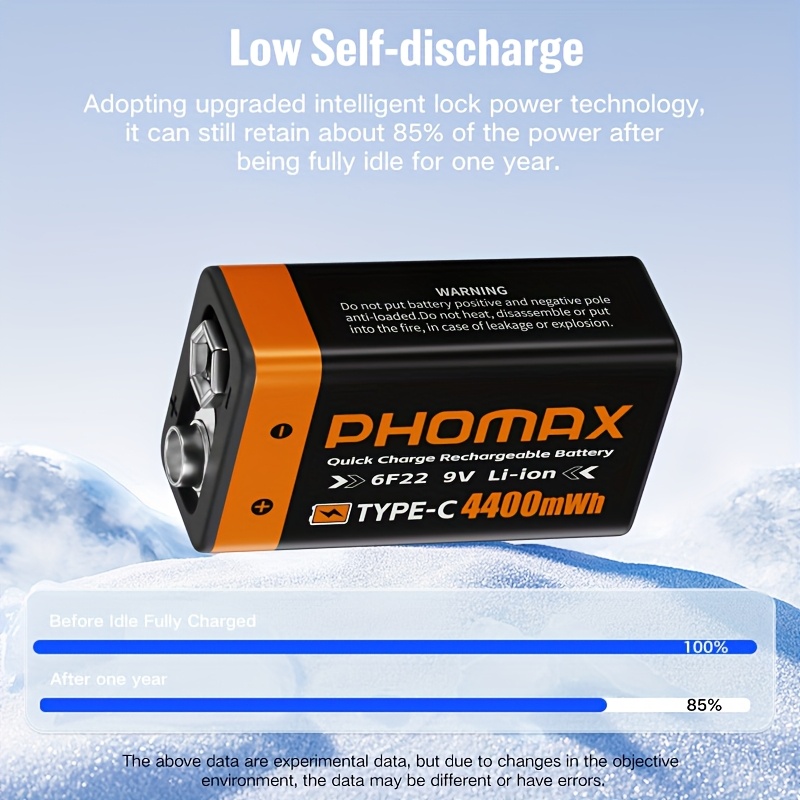   9v литиевая батарея 4400мач с быстрой зарядкой type-c - высокая емкость до 4800мач, долговечная   для часов, детекторов дыма, беспроводных микрофонов, rc контроллеров, газовых плит, электрогитар - совместимость с кабелями type-c -   аккумулятор, перезаряжаемый, совместимость с устройствами, современный  , прочное исполнение Детали 0