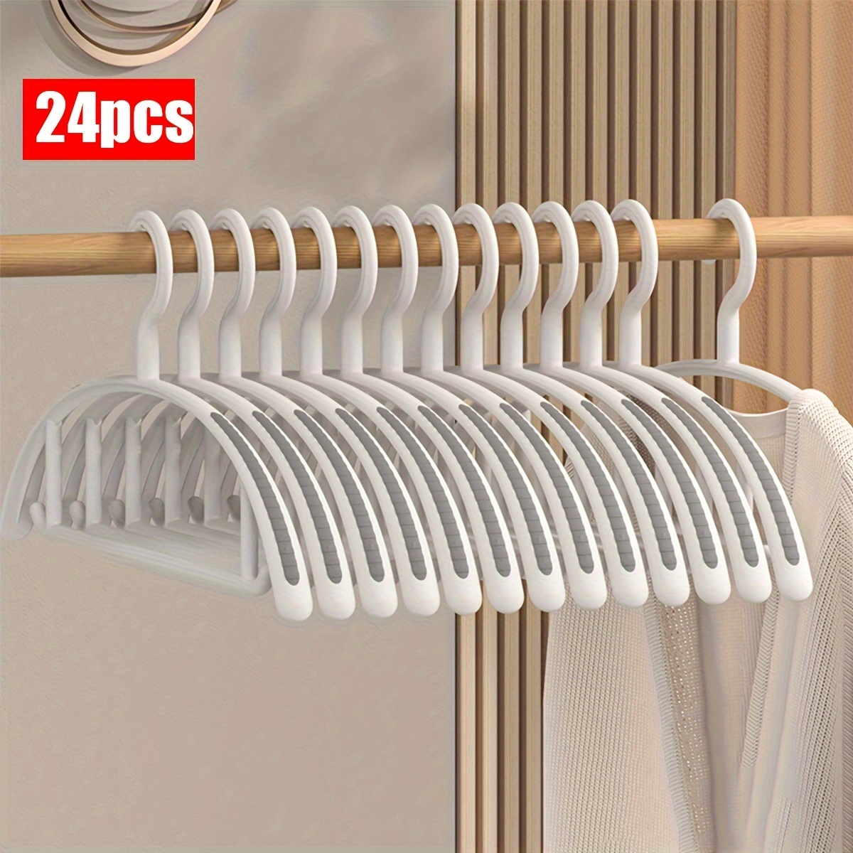 Image of 12/24pcs Non-slip Thickening Space- Plastic Hangers Suitable For Suits, Sweaters, Dresses, Pants Christmas, Christmas Gifts
