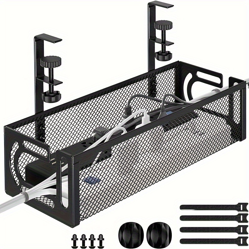 

Iron Under Desk Cable Management Tray, Cable Organizer, For Desk, Under Desk Storage For Office Home - No Drill To Desk Cable