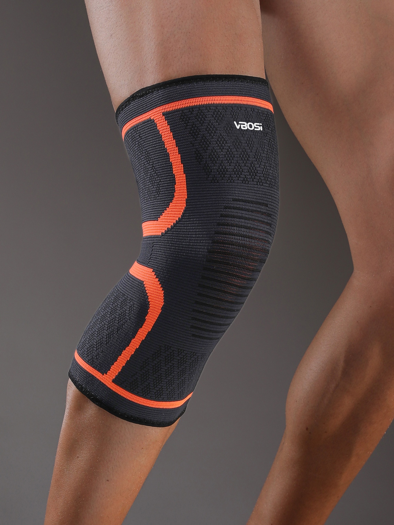 Breathable Compression Knee Support Sleeve with Elastic Compression Fit, Multi-Color (Orange/Green/Black) for Sports