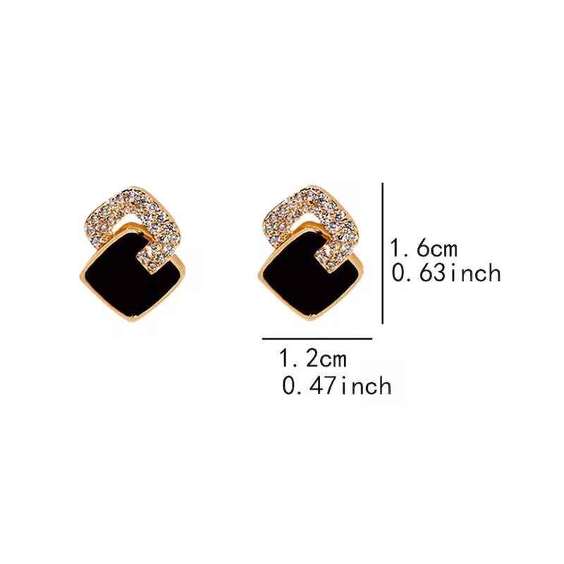 new a pair of 2pcs black square geometric earrings high quality jewelry fashion earrings high end decorative earrings suitable for daily wear accessories suitable as gifts for details 2