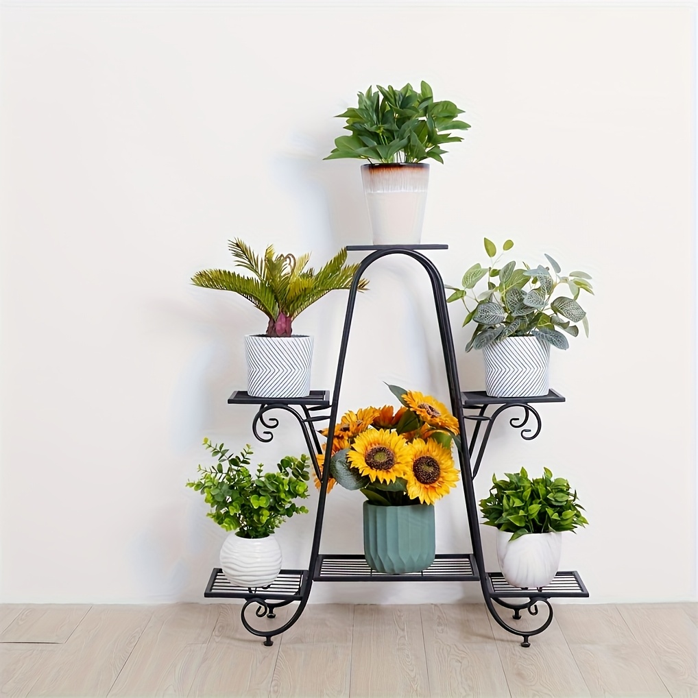 Plant Stand 6 Tiers Metal Plant Stand Planter Holder Black Garden Flower Pot Rack For Displaying Home Balcony Patio Plants Decor