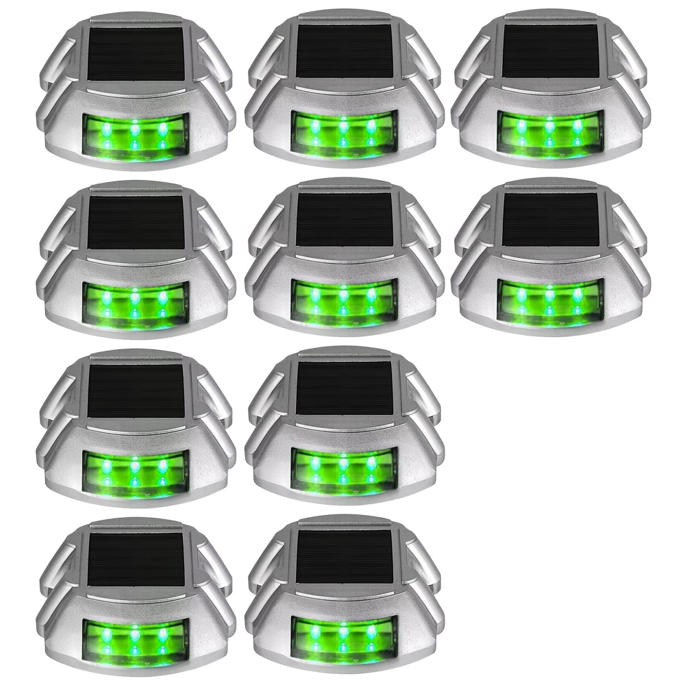 TEMU Solar Path Marker Lights 8/10pcs, Ip65 Cast Aluminum Led Deck Lamp, White Green Outdoor Lighting For Driveway Stairs Garden Yard