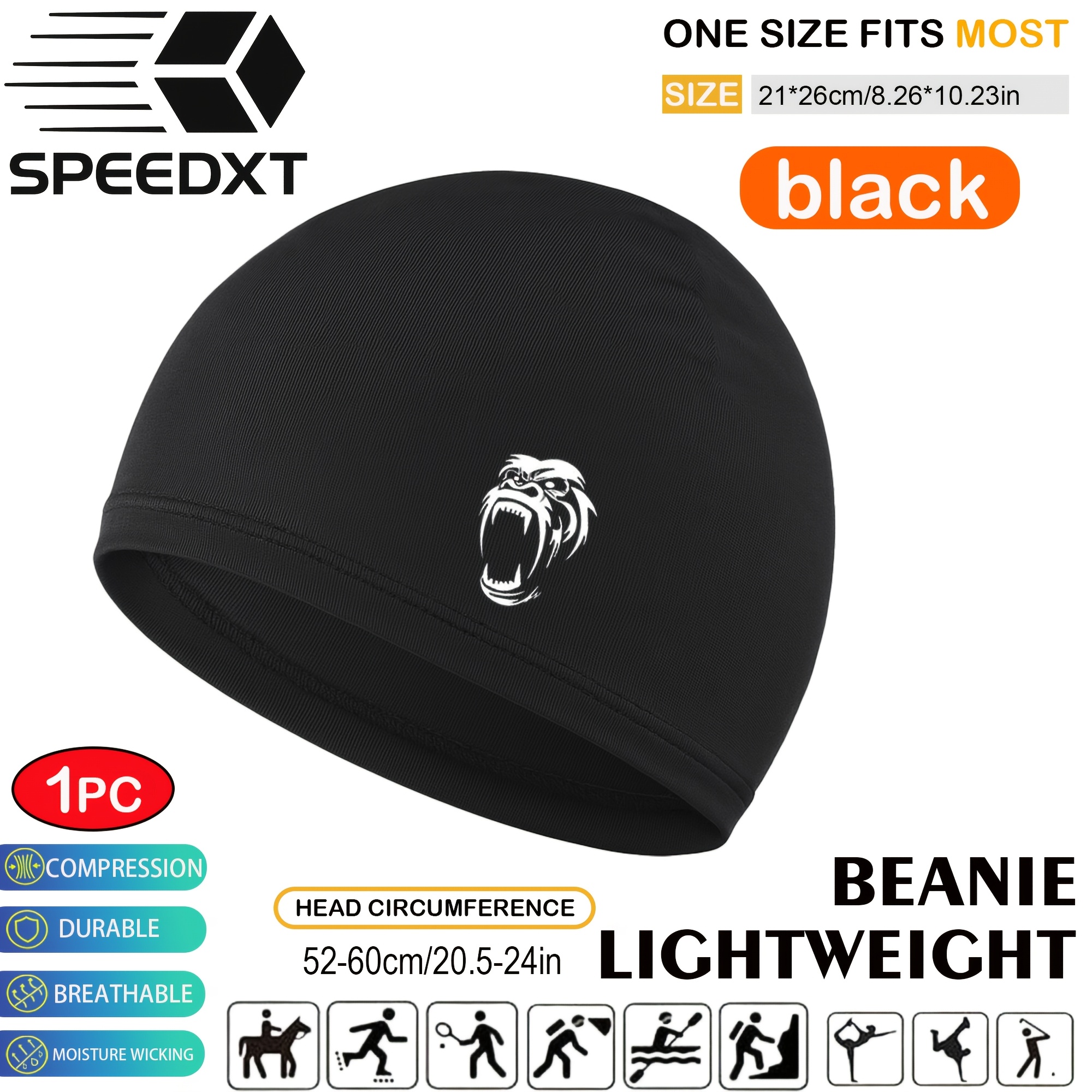 TEMU 1pc Lightweight Performance Beanie For Men, Thin Skull , Breathable Moisture-wicking Running Hat, Stretch Fit Under, Athletic Beanie