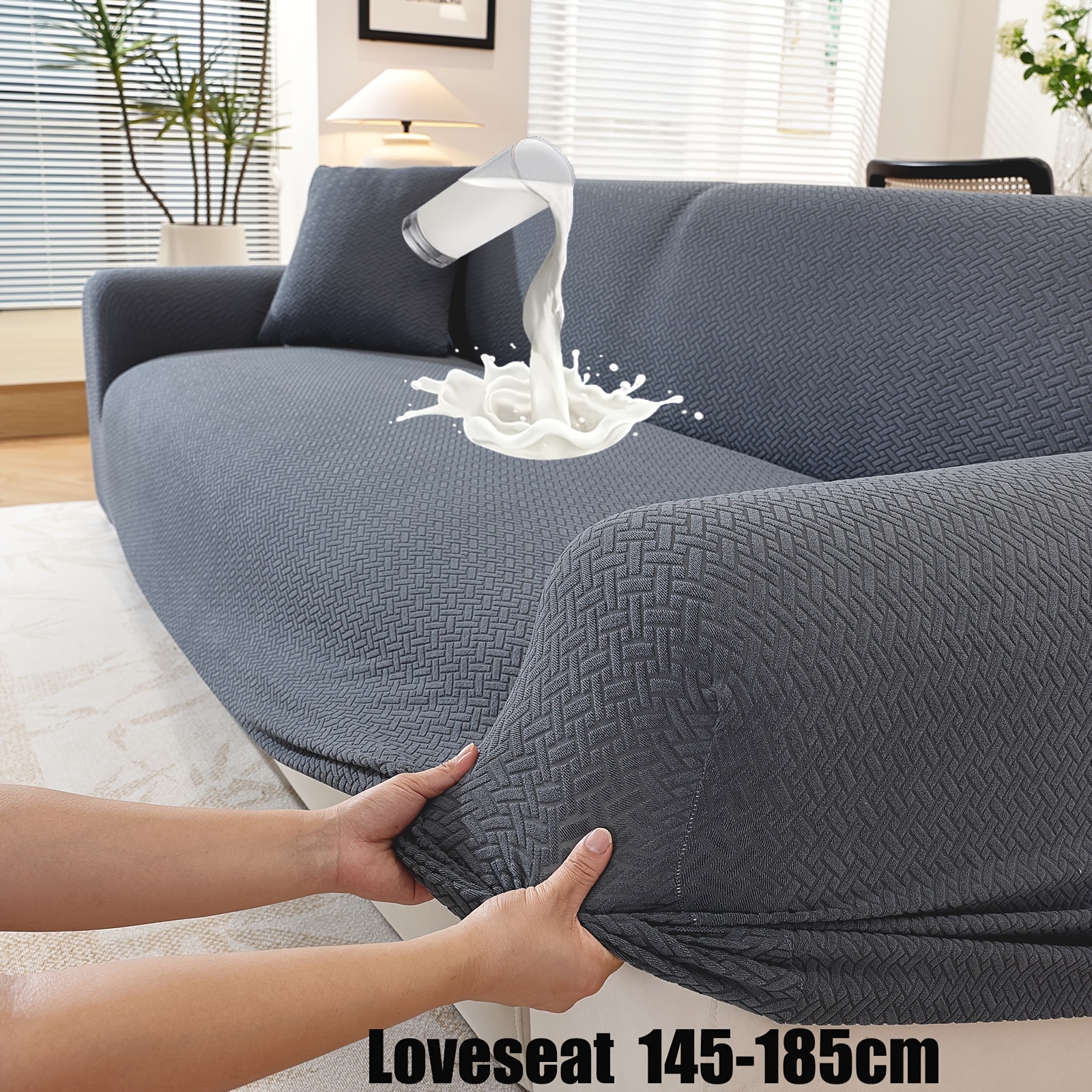 TEMU High Quality Jacquard Full-coverage Sofa Slipcover, Elastic Sofa Cover Set For Room, Cat-scratch , Suitable For Pet- Households. Solid Color