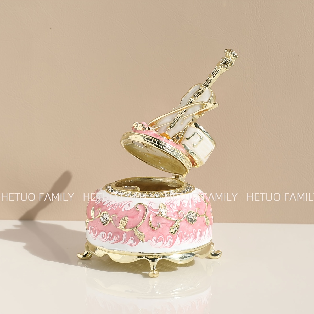 Vintage-Inspired Violin Enamel Jewelry Box