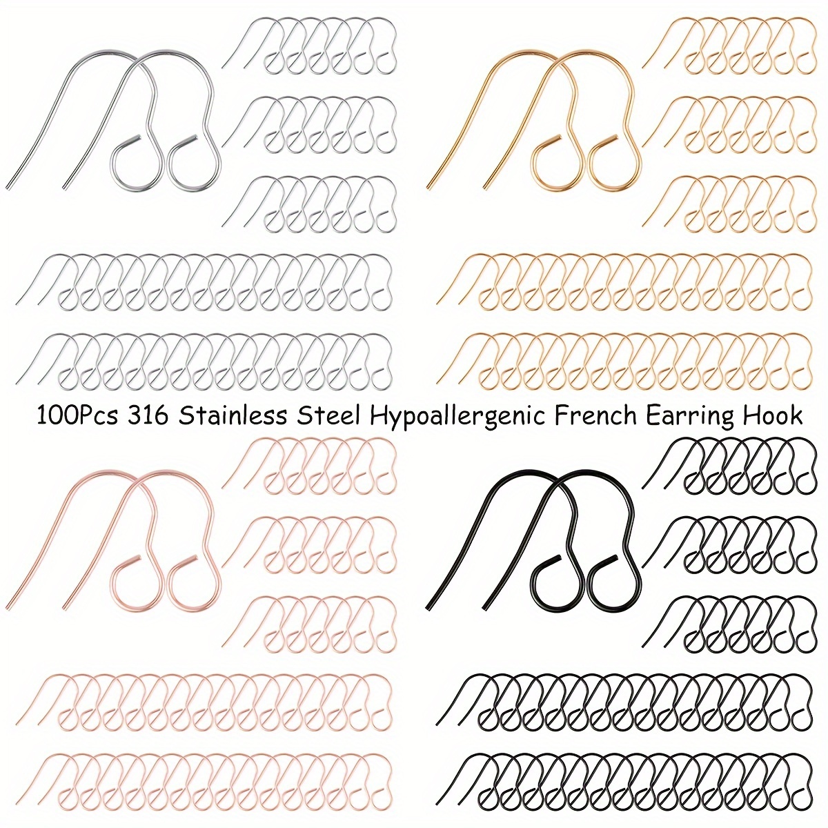 

100pcs Steel Hypoallergenic Earring For Making - Craft Supplies Ear Wires For Earring