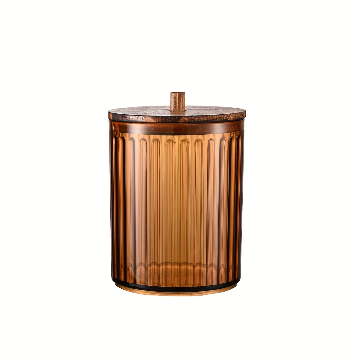 Amber Dispenser With Lid - Bathroom Organizer For Swabs, Makeup Sponges & More
