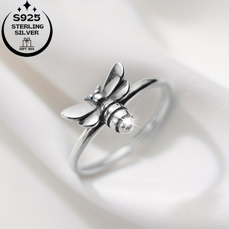 925 Silver Vintage Thai Silver Insect Bee Ring Adjustable Open