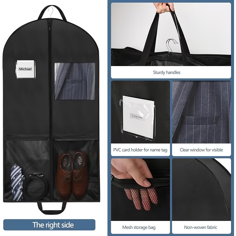 E-shop 41" Kleidung Staubtuch Beutel mit Fenster, Robuste Hängende Aufbewahrungsbeutel für Hemden, Anzüge, Kleider und Mäntel, Tragbare Kleidung