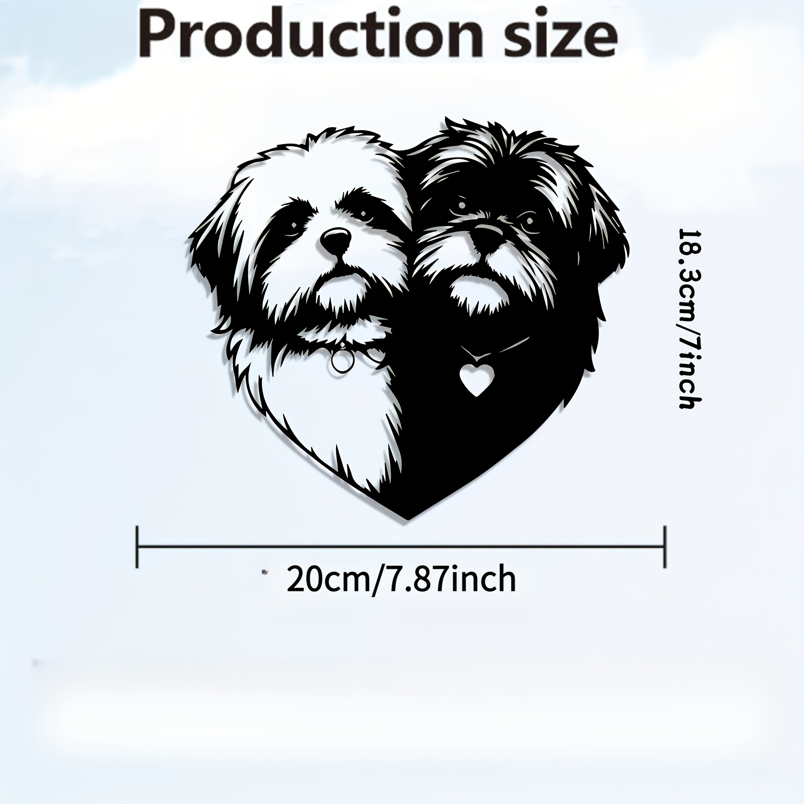 TEMU 2d Flat, 1pc Fantasy Shih Tzu Acrylic Wall Decor, Heart-shaped Cartoon Statue Mural, Ideal For Office Decoration, Top For Easter Gift
