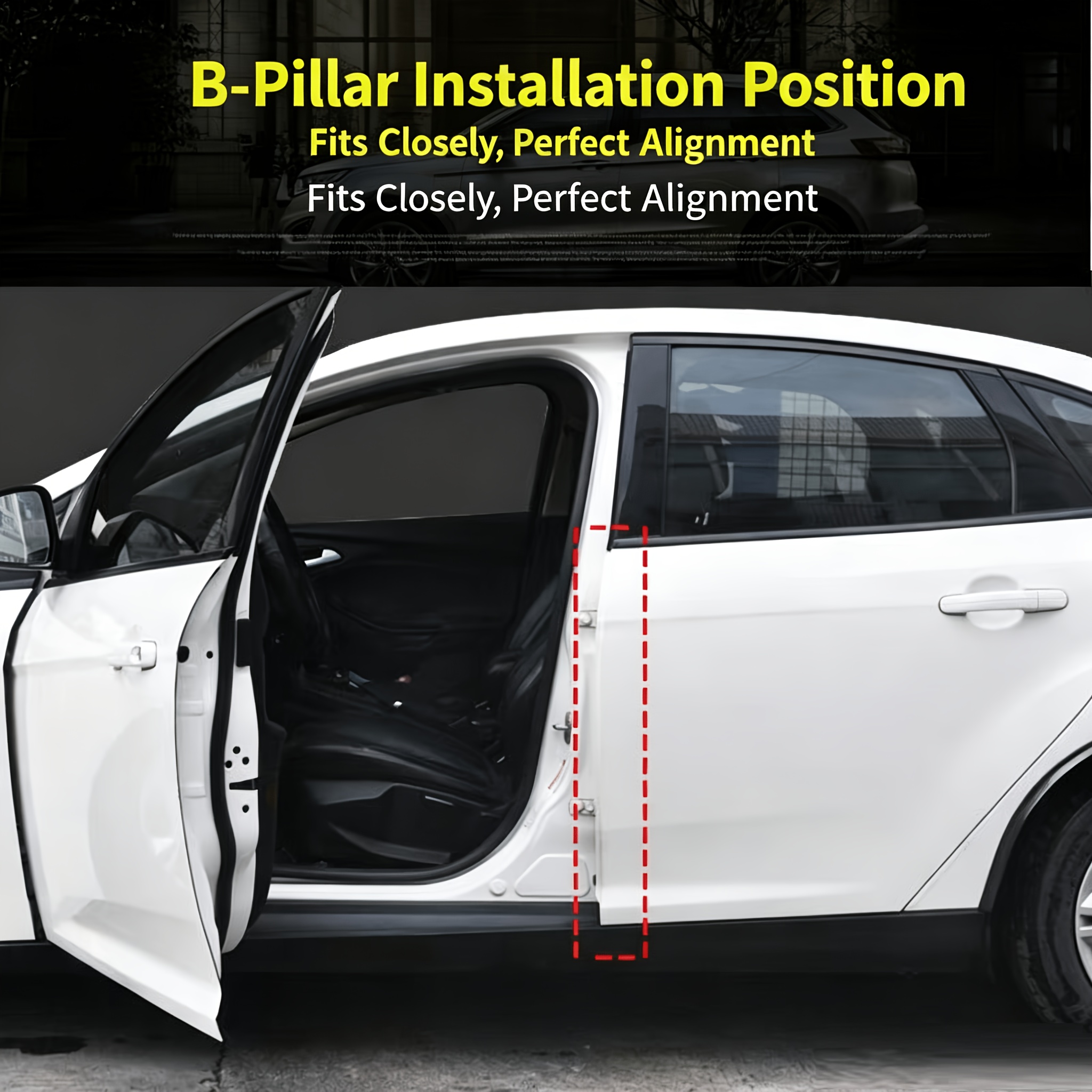 TEMU 2 Strips Of Sealing Tape For Car Door , Filling Strips For Columns Between Front And Rear Doors, A For Sealing And Dust-proofing