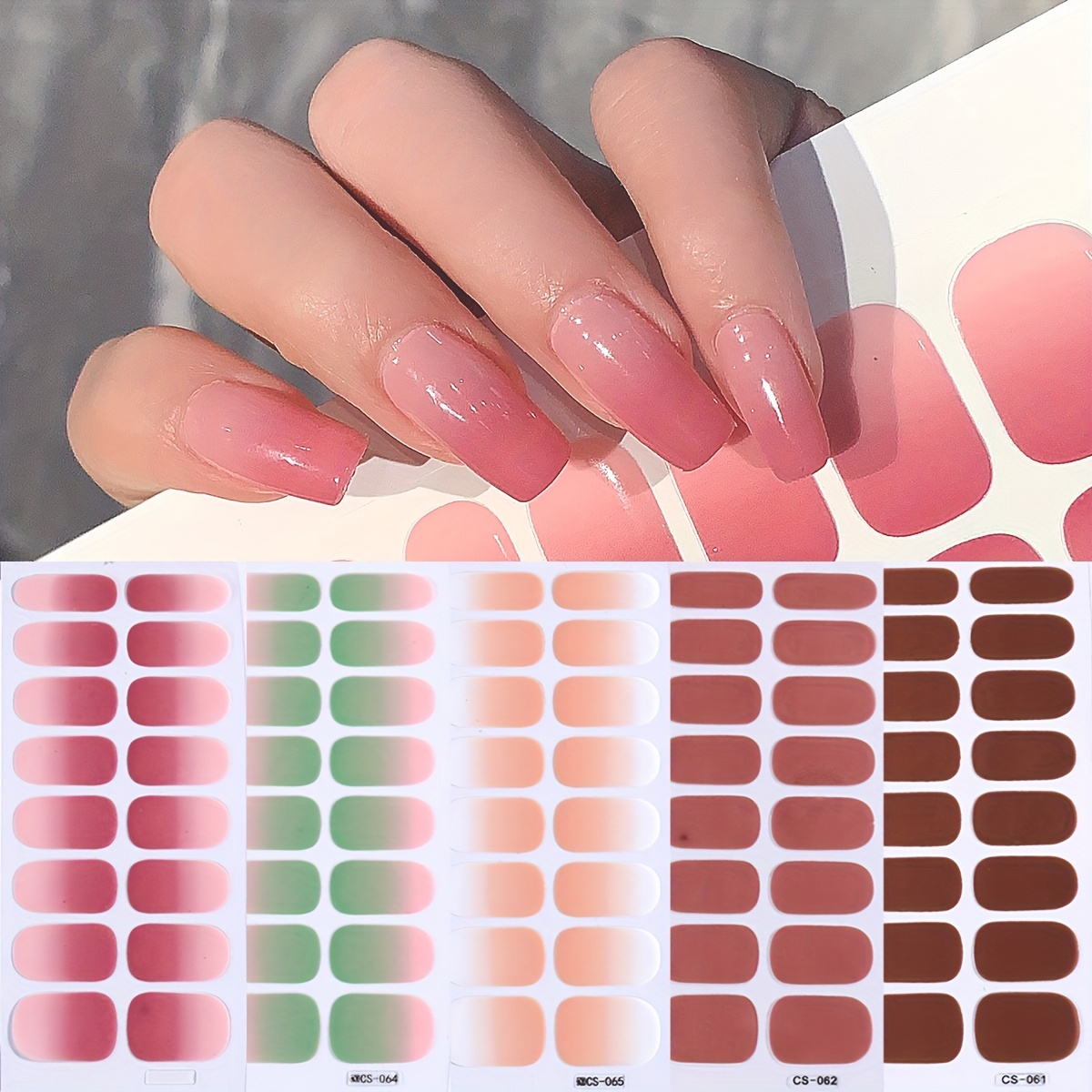 

5pcs Self-adhesive Nail Polish Strips - Gradient Colors, Waterproof & No Uv Lamp Needed, Easy Apply For Diy Manicures Gel Nail Polish Kit With Uv Light Nail Polish Remover