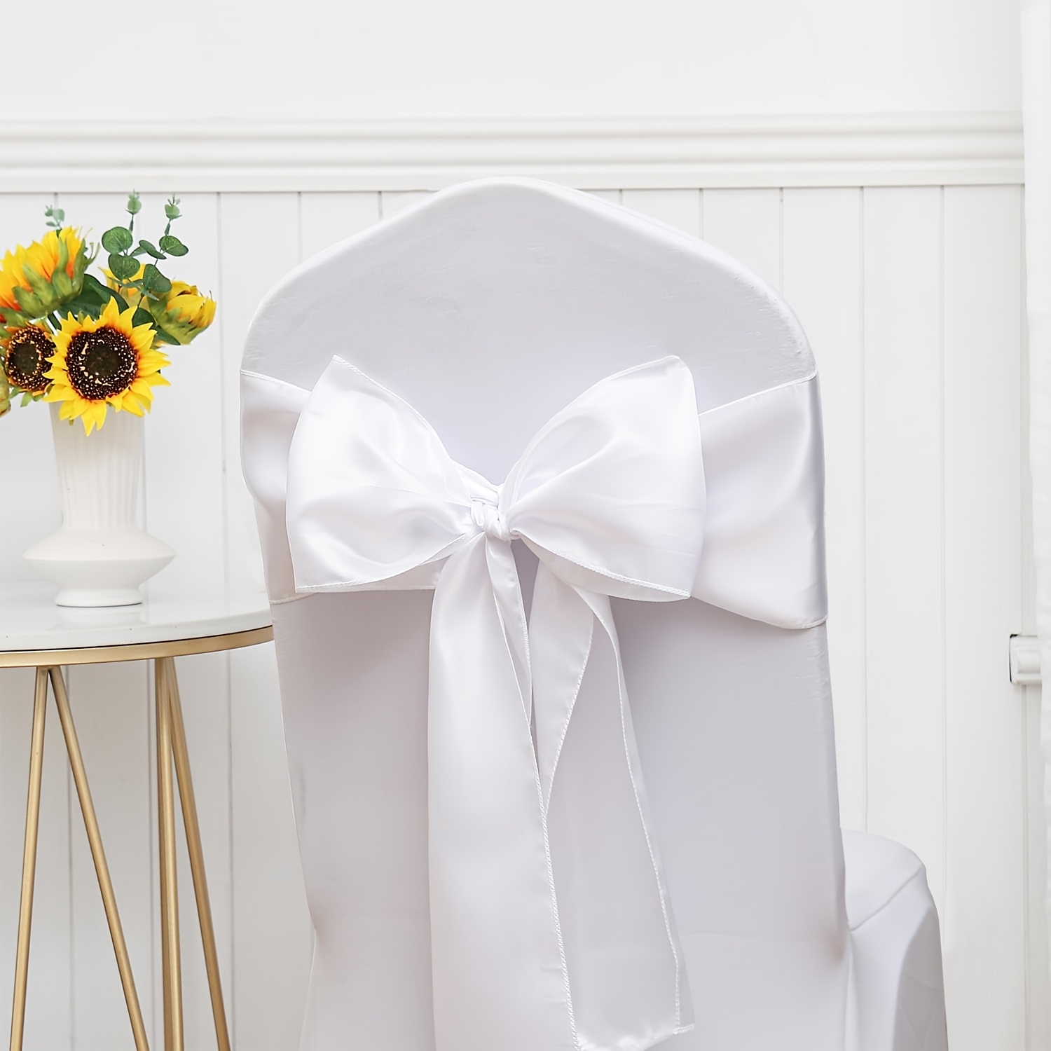 E-shop 8er-Pack 17 x 275 cm Satin Stuhlhussen/Schleifen/Dekorative Bänder, geeignet für festliche Anlässe, Hotel, Hochzeit, Zeremonie, Halloween,