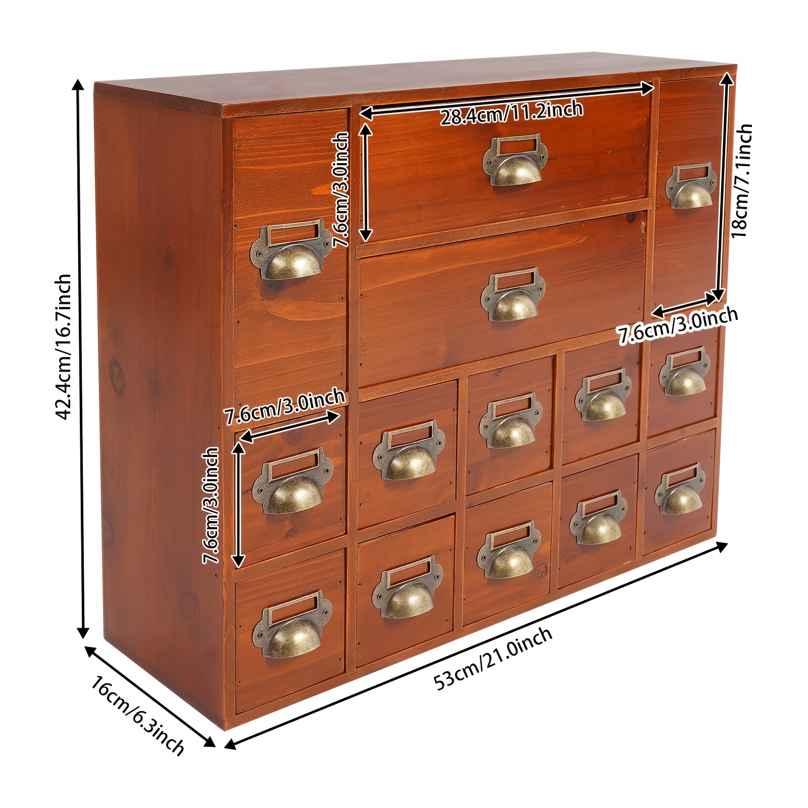 TEMU Buruiyoten Storage Cabinet With 14 Drawers, Vintage Storage Cabinet, For Living Room, Bedroom, Study, Office, Chinese , Color, Storage Drawer