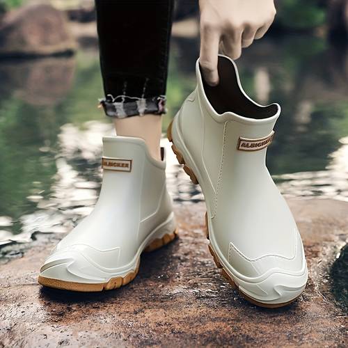 womens lightweight anti slip rain boots fashionable short ankle boots breathable lining car washing outdoor multi functional rain shoes wear resistant anti slip textured sole unisex casual rain boots christmas gift