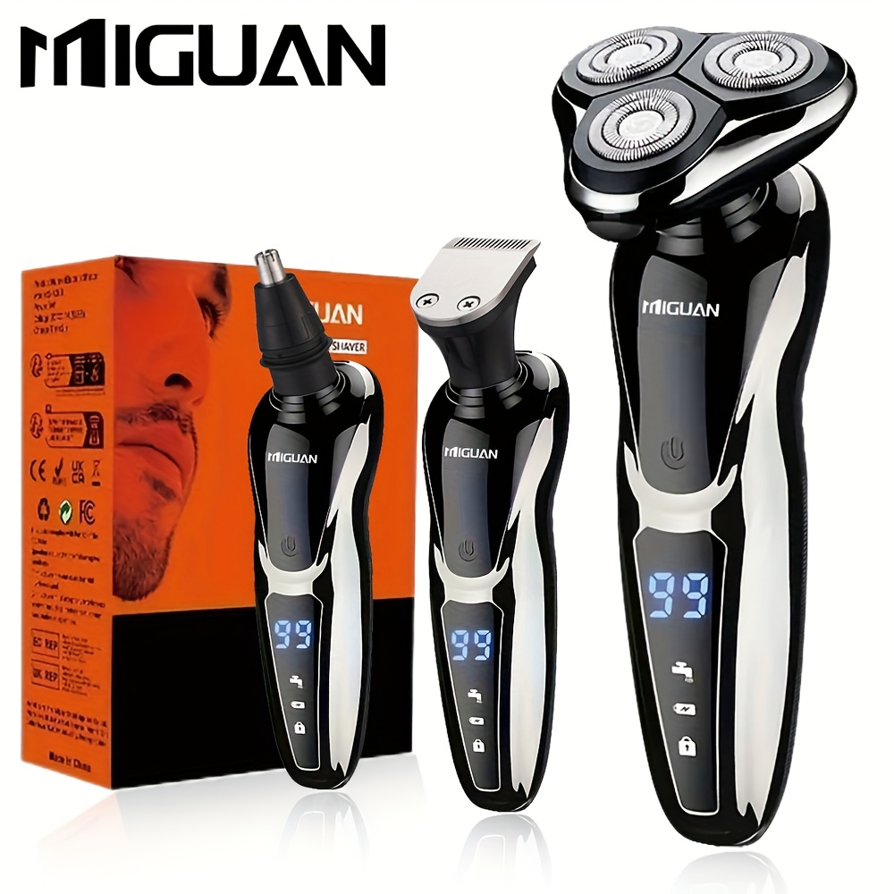 3-in-1 Electric Shaver, Men's Razor Set with Nose Hair Trimmer, Hair And Sideburns Trimmer, 600mAh Rechargeable Lithium Battery, Intelligent LED Display