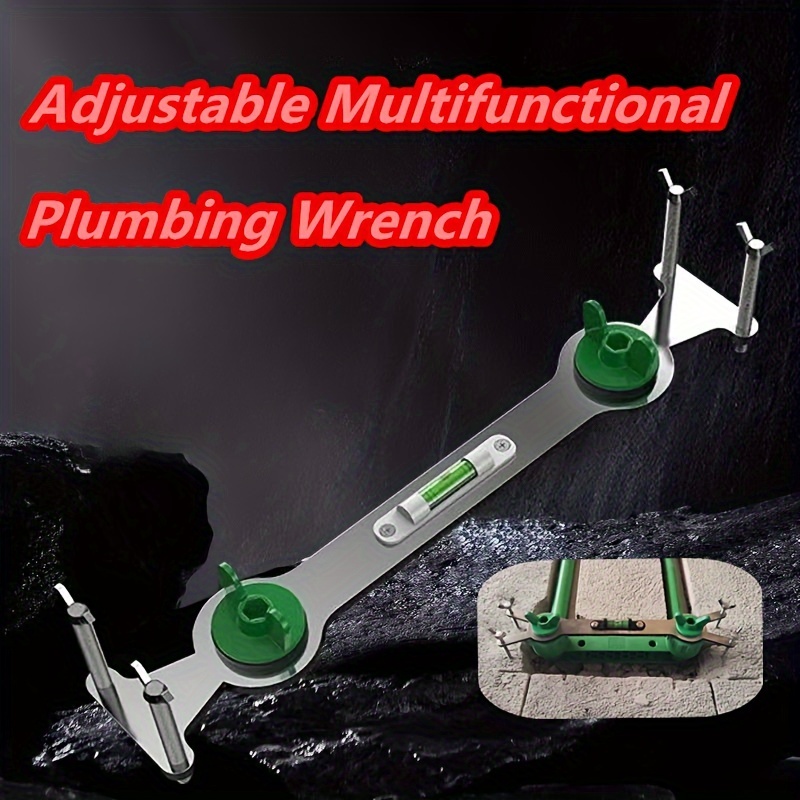 

Stainless Steel Plumbing Wrench With Bubble Level - Adjustable Regulator And Sink Fixture Tool