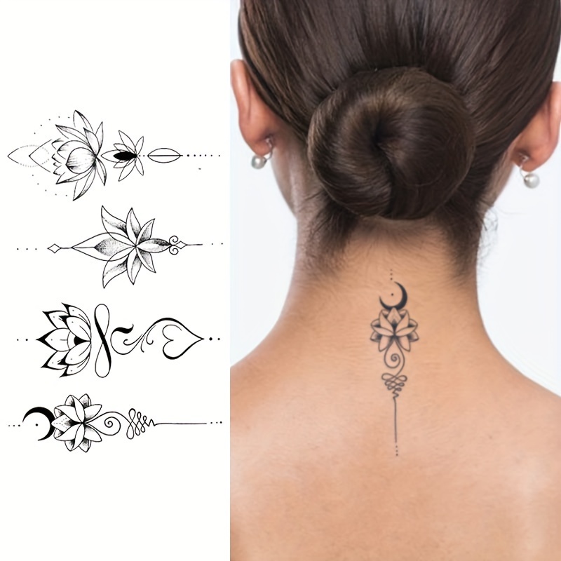 

Lotus Long Lasting Waterproof (lasting 1/2 Weeks) Temporary Tattoo Stickers Semi-permanent Thorns Simulation Not Reflective Fake Tattoos For Women