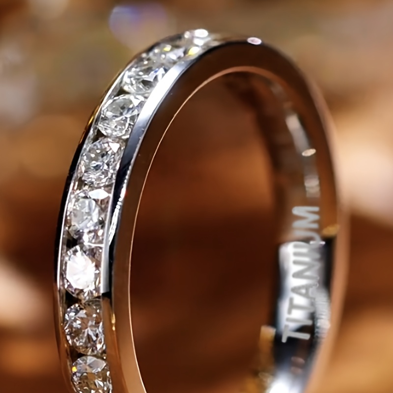 Titanium Steel Full Circle Synthetic Zirconia Ring