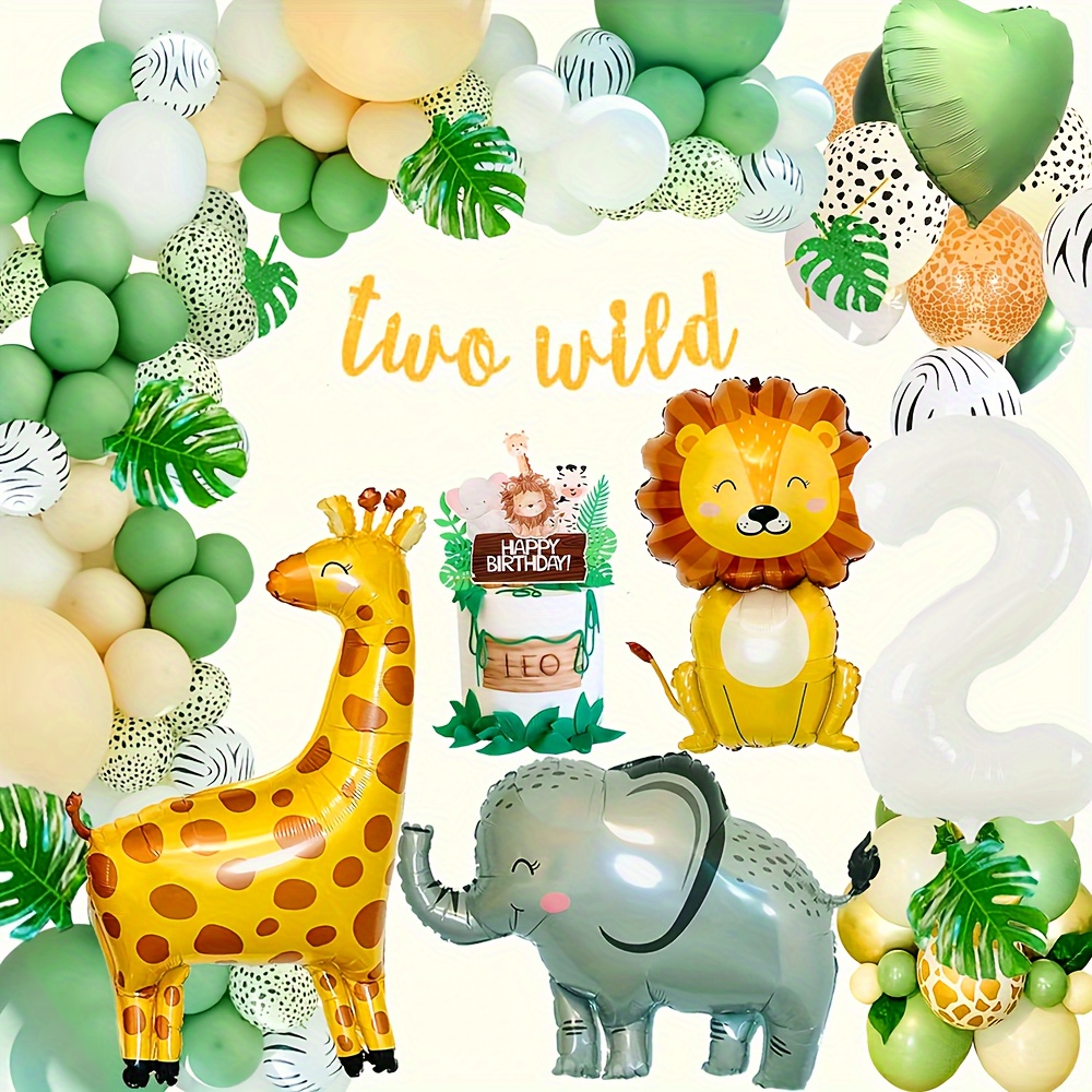 

Wild 2 2nd Birthday Decor: 61 Pcs Animal Balloons, Jungle Theme, Aluminized Material