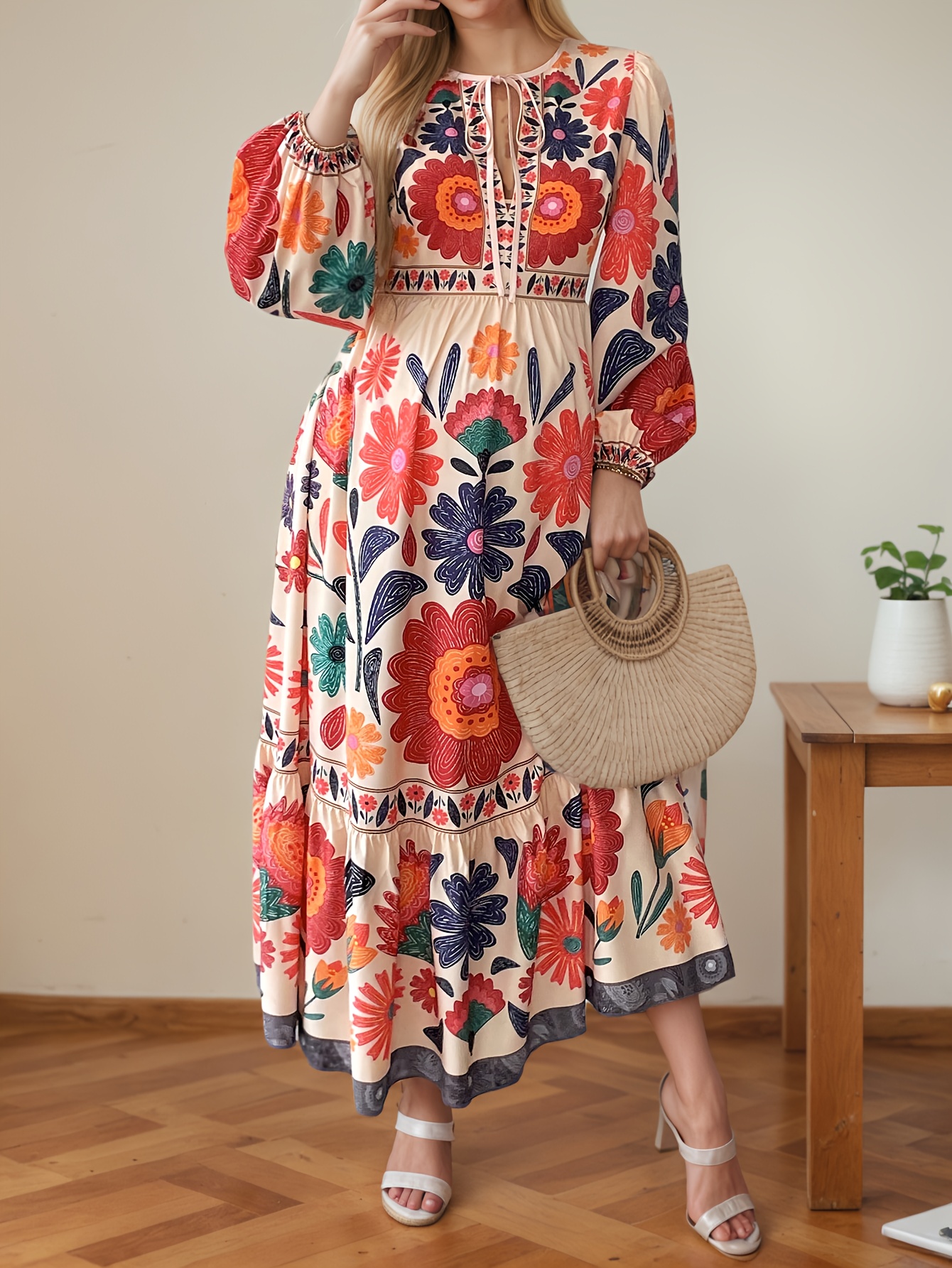 Women's Floral Print Loose-Fit Maternity Dress - Front Bow Tie Detail,  Breathable Summer Long Sleeve Dress, Machine Washable & Dry * for Casual or  Formal Occasions, Maternity Clothes, Comfortable ...