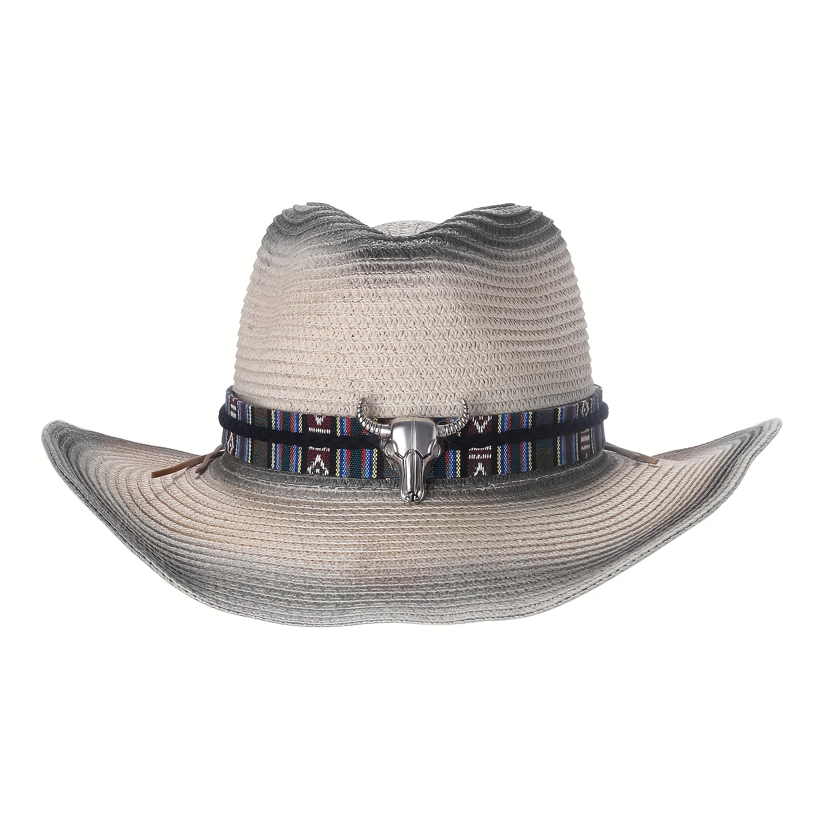 1429 Western Straw Cowboy Hat For Men And Women Beach Sun Hat Jazz Cap Outdoor Straw Cowboy Hat for Men Women Wide Brim Western Straw  main image 4
