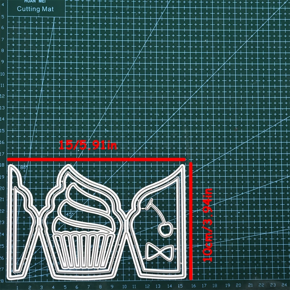 TEMU 1pc Openable Cake Greeting Card Metal Cutting Die, Christmas Cupcake Greeting Card Cutting Die, Carbon Steel Embossing Die, For Holiday Journal