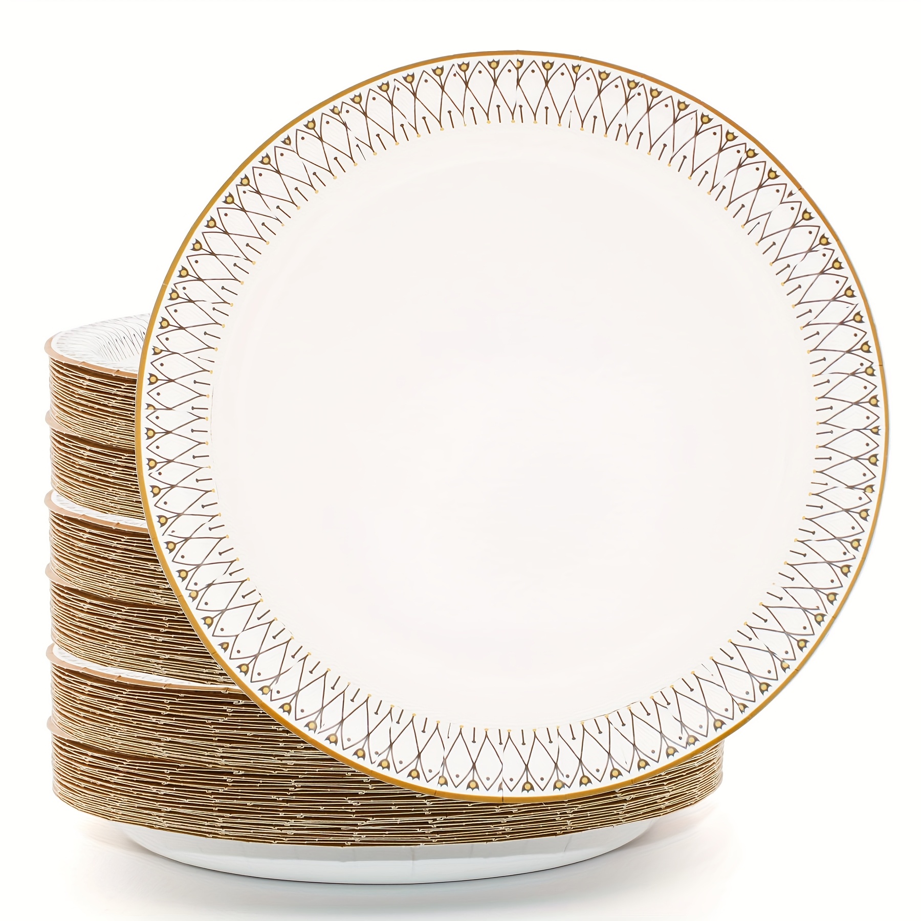 TEMU 150-pack Elegant 10-inch Paper Plates -premium Disposable Dinnerware Microwave Safe For Weddings, Parties, Kitchen Decor, Birthday, Daily, Labor