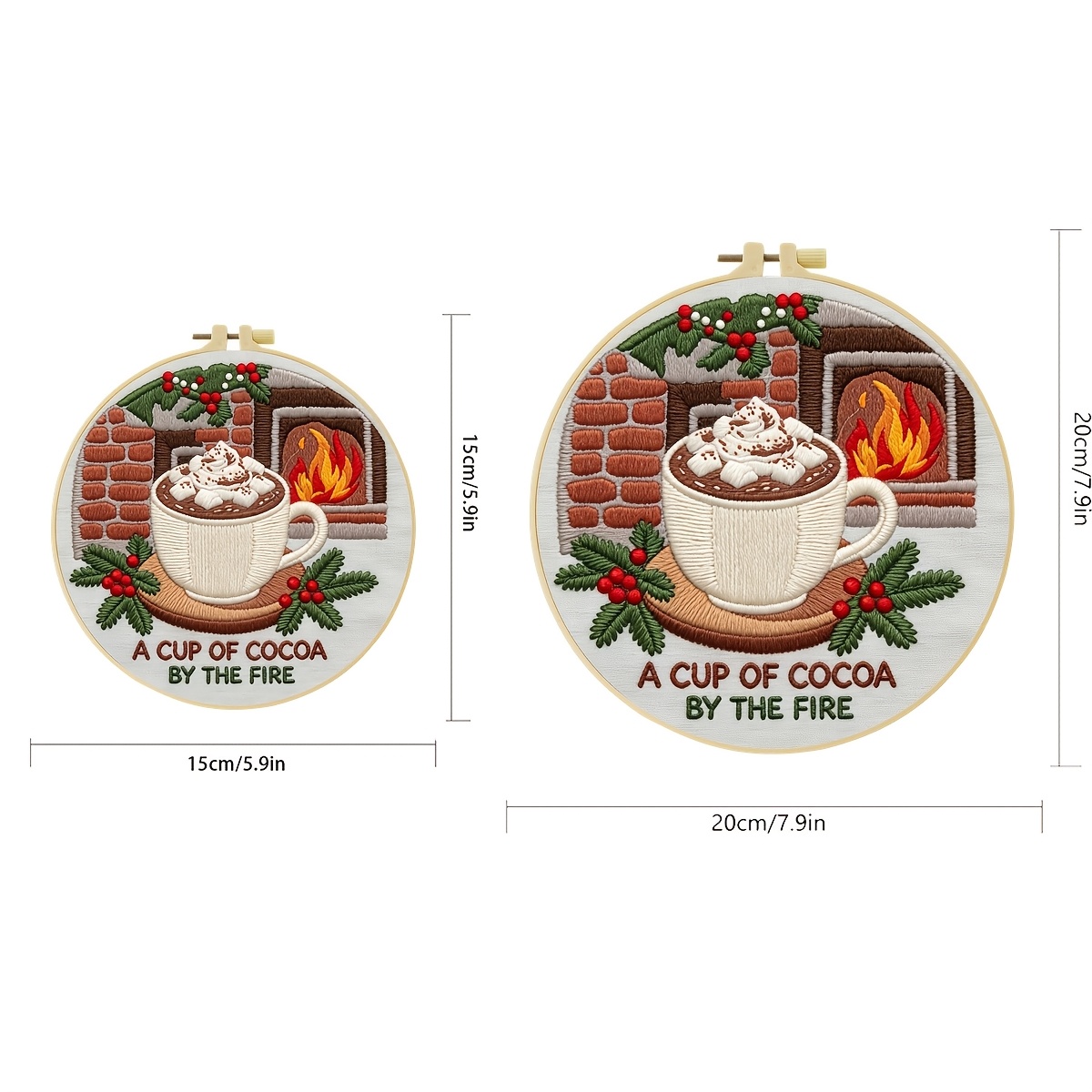 Complete Beginner's Embroidery Kit, Fireplace Hot Cocoa